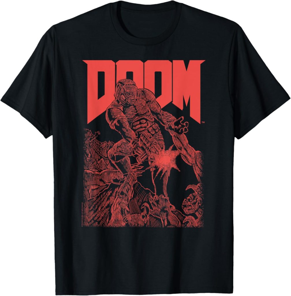 Retro DOOM Red Sketch Tee: 4.6 Stars & Gamer Approved