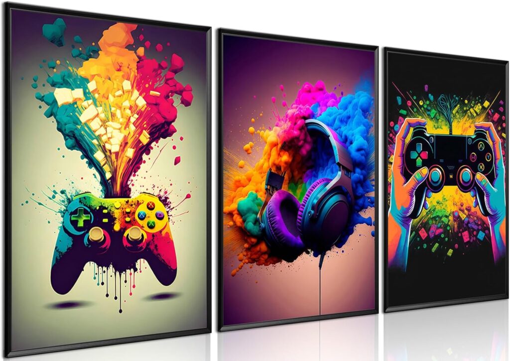 MUWAK 3-Piece Gamer Canvas — Controller Wall Art $9.99